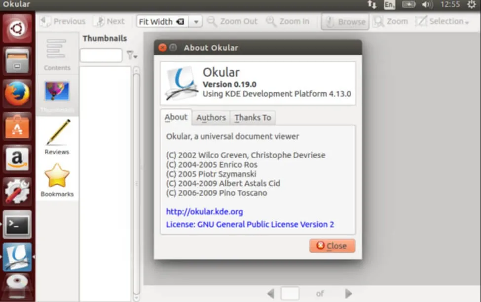 Okular PDF Reader Linux