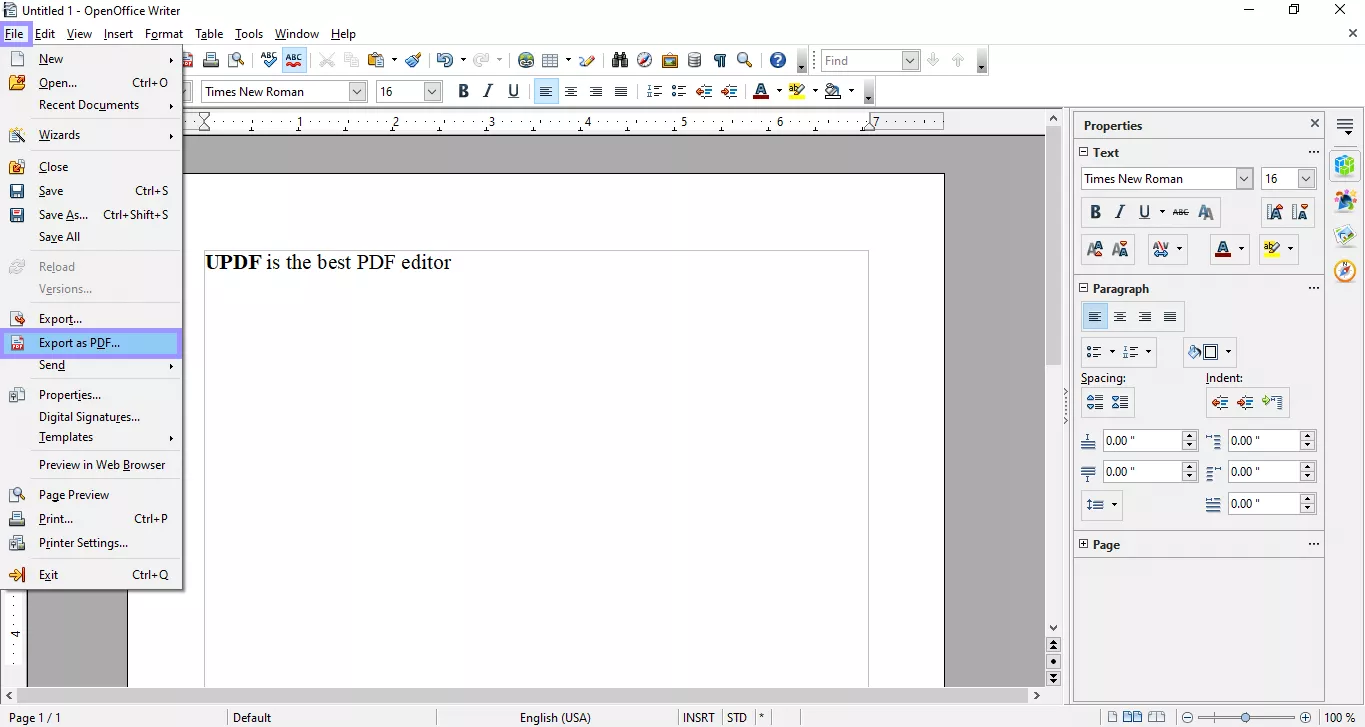 save the file as a pdf openoffice