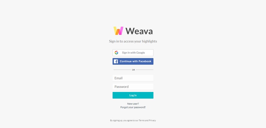highlight website in weava