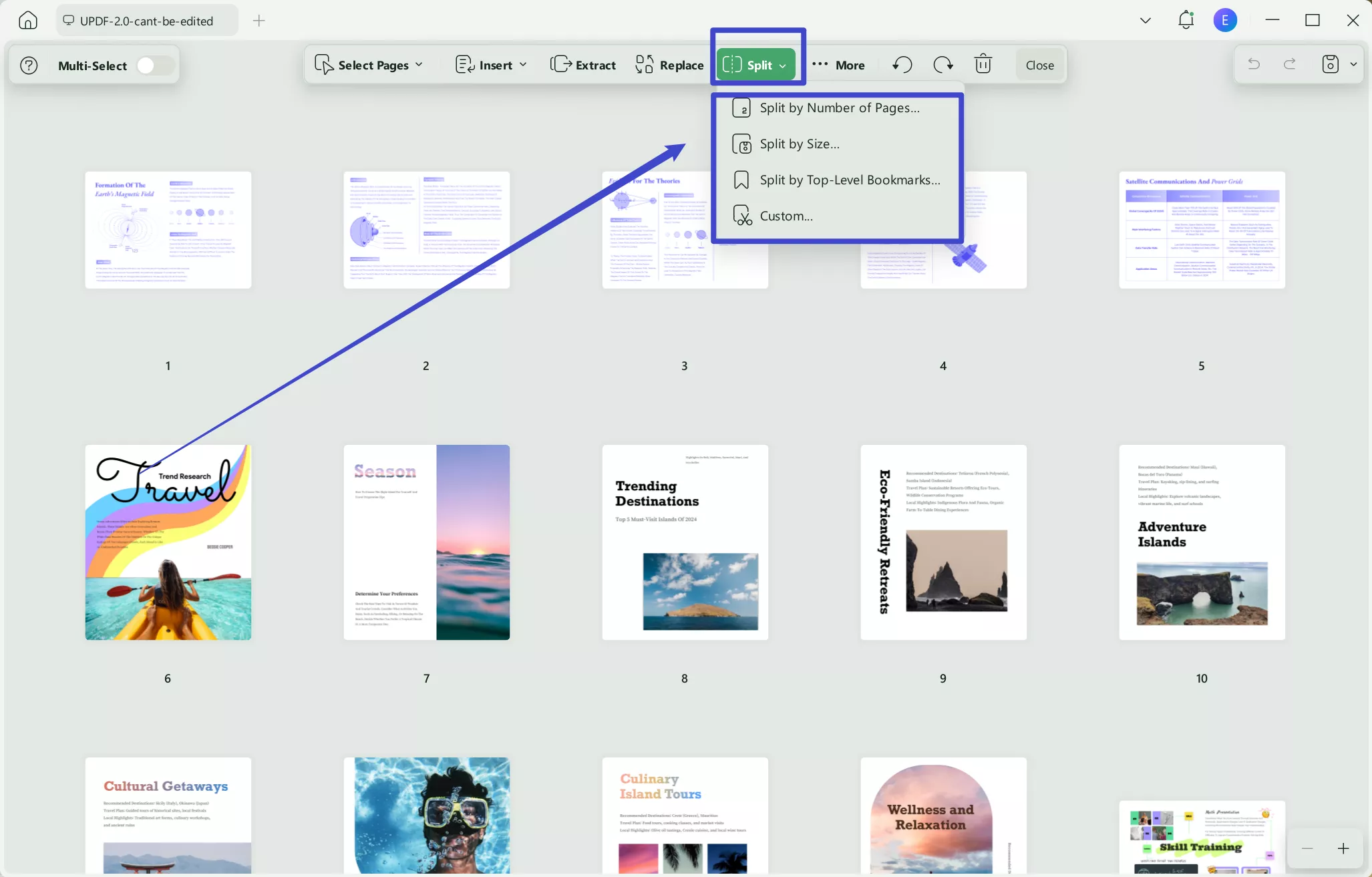 split pdfs with updf on windows