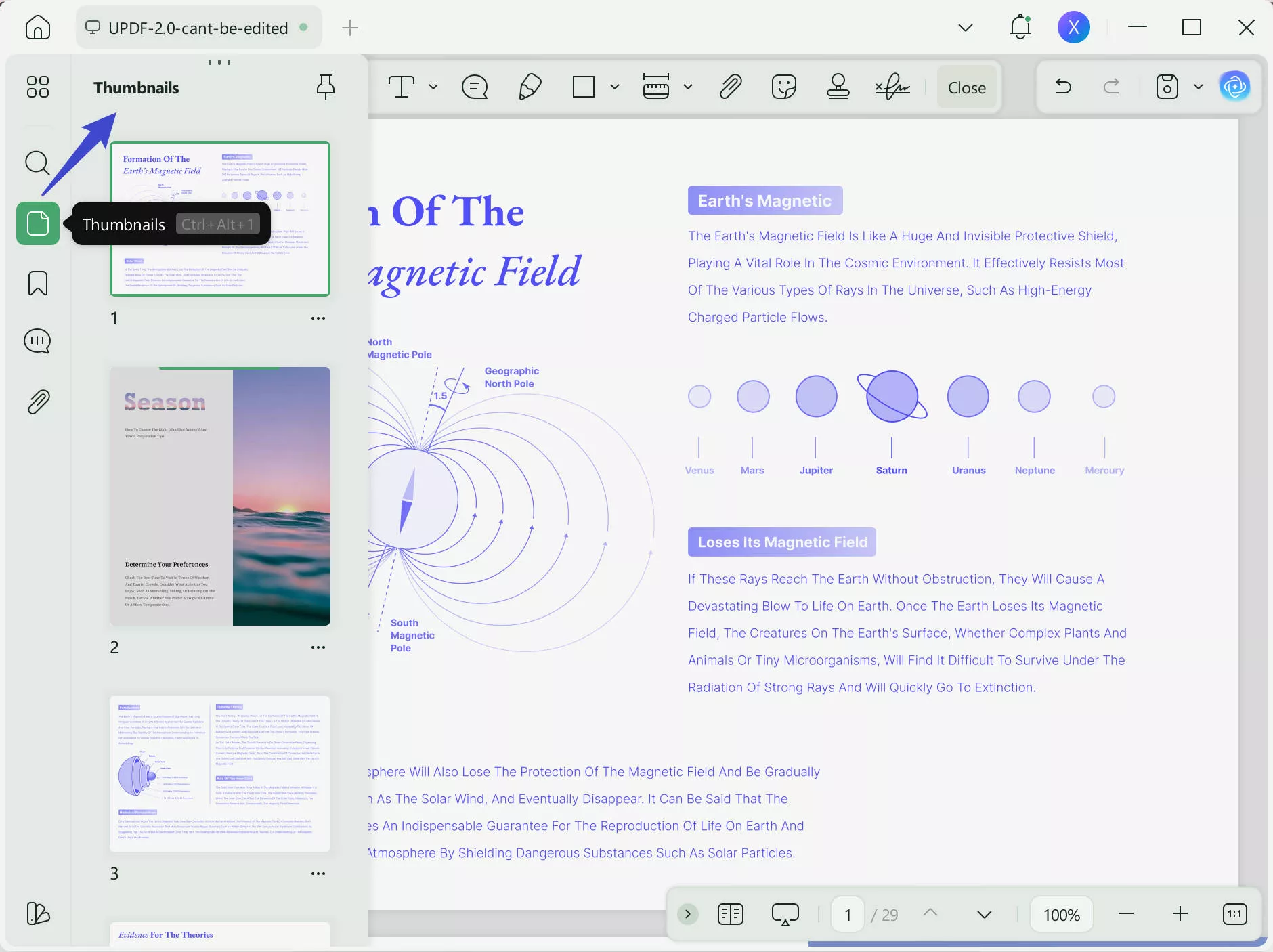 Organize pages in the thumbnail view