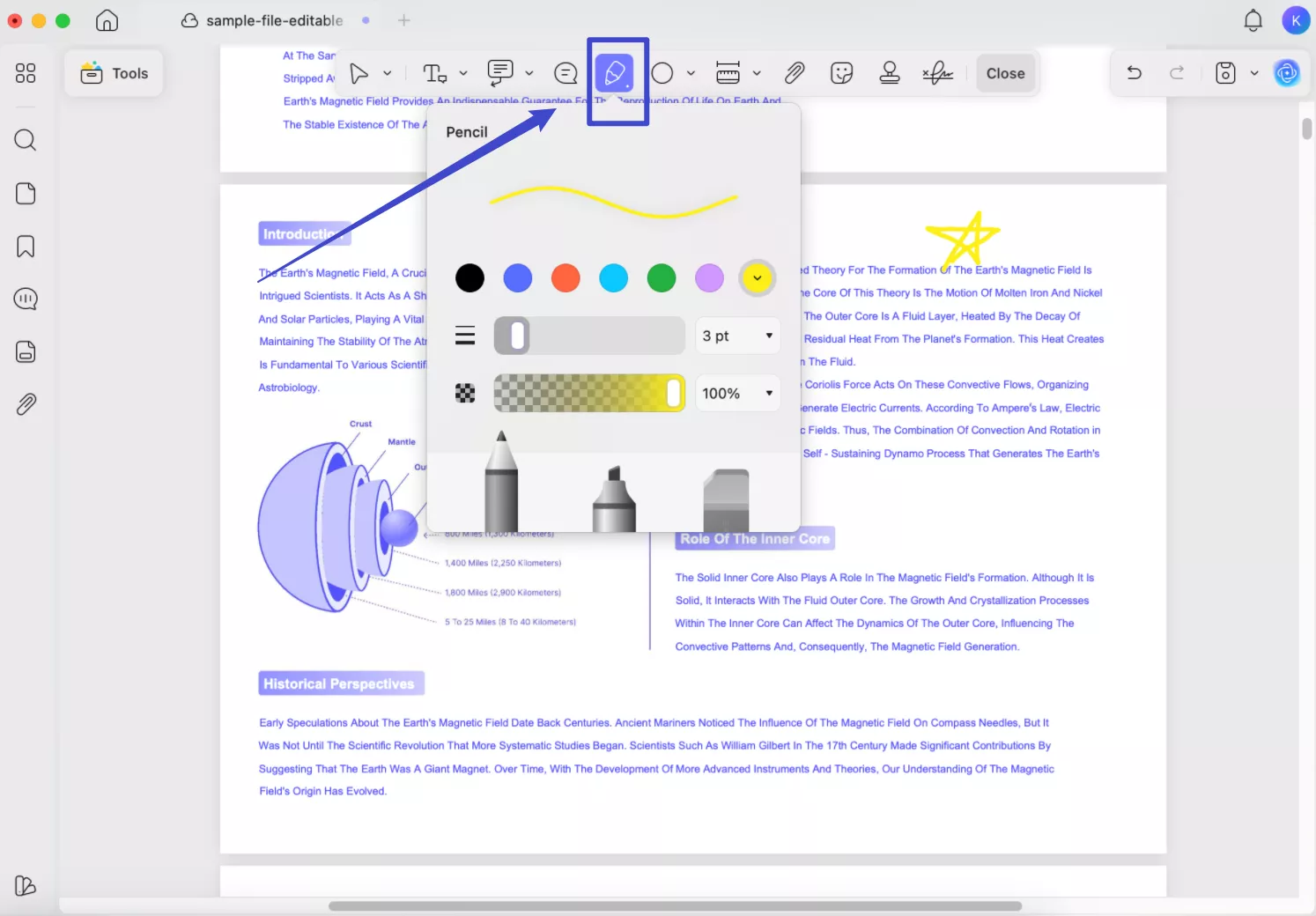 how to insert shapes in pdf with pencil