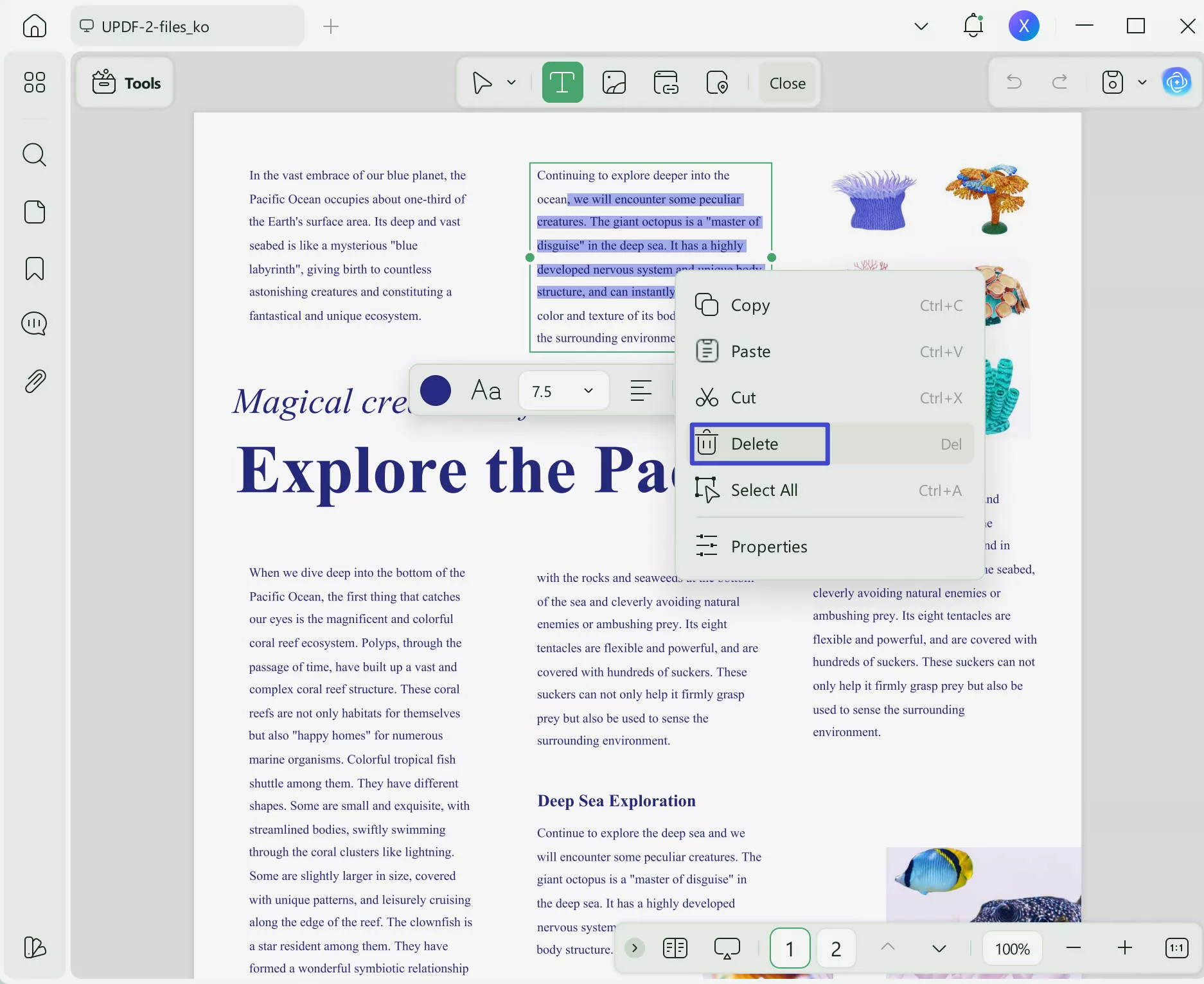 remove text from pdf delete updf