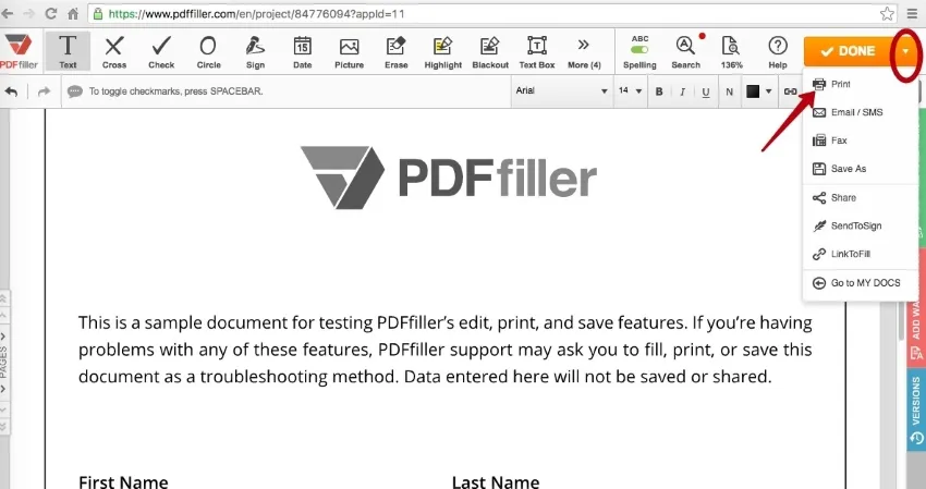 pdfFiller stampa pdf online