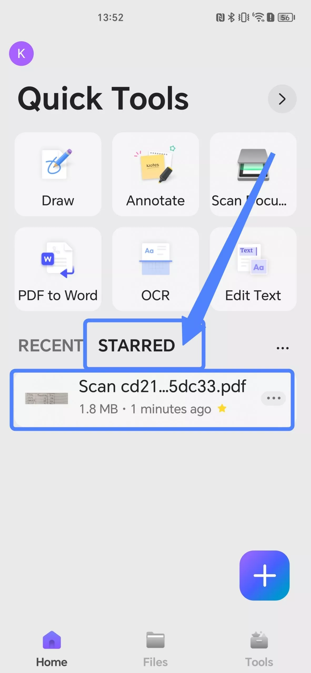 starred in updf android
