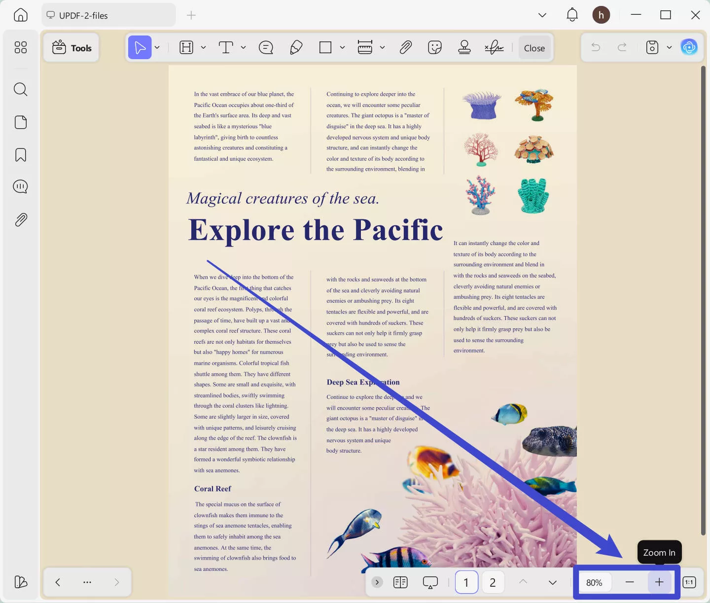 zoom in out updf windows