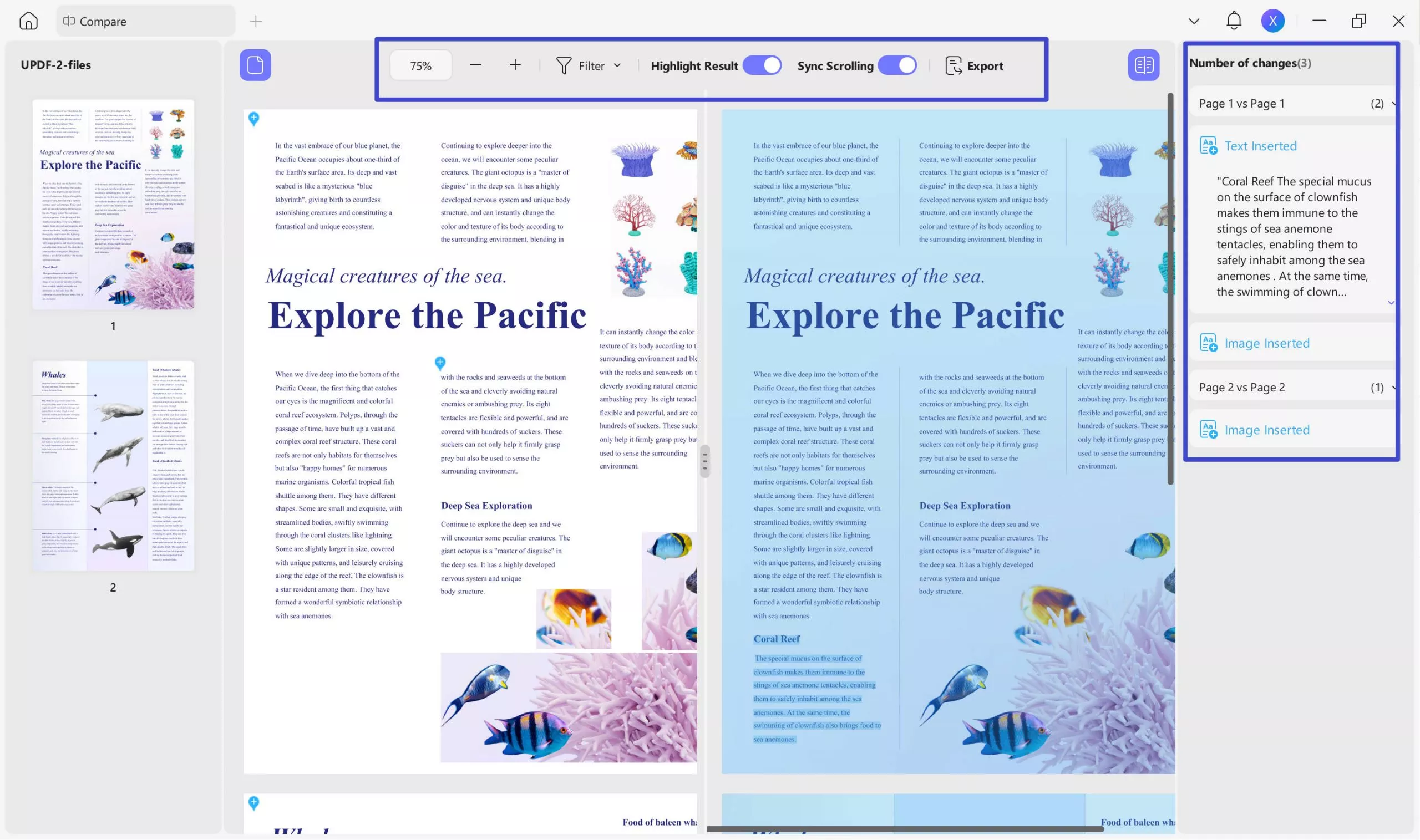 UPDF comparing results