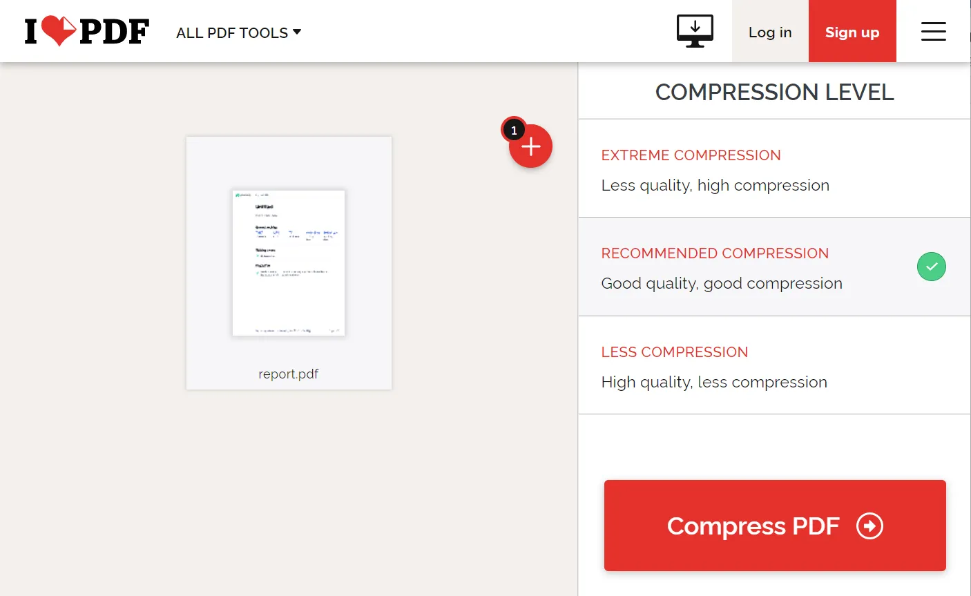 iLovePDF comprimir PDF online