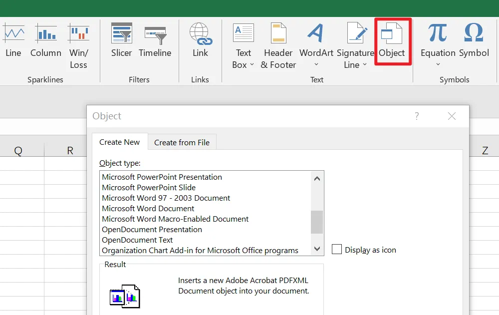 Ouvrir un PDF dans Excel