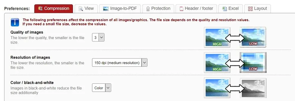 Cliquer sur l'onglet "Compression"