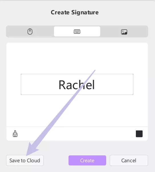 Save signature to cloud updf