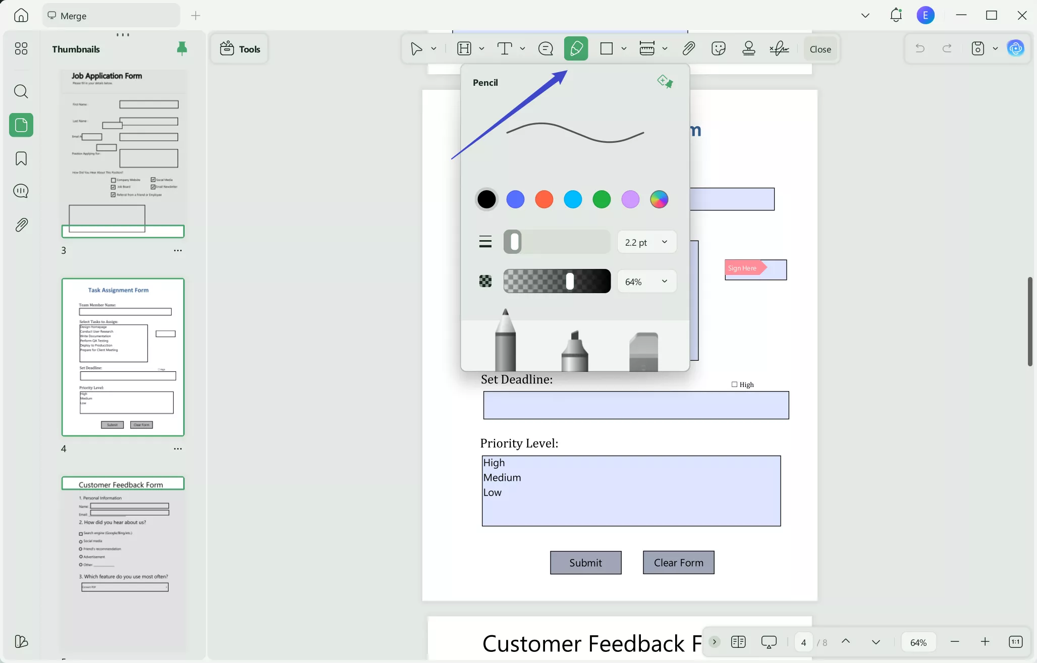 select and customize the pencil tool updf windows