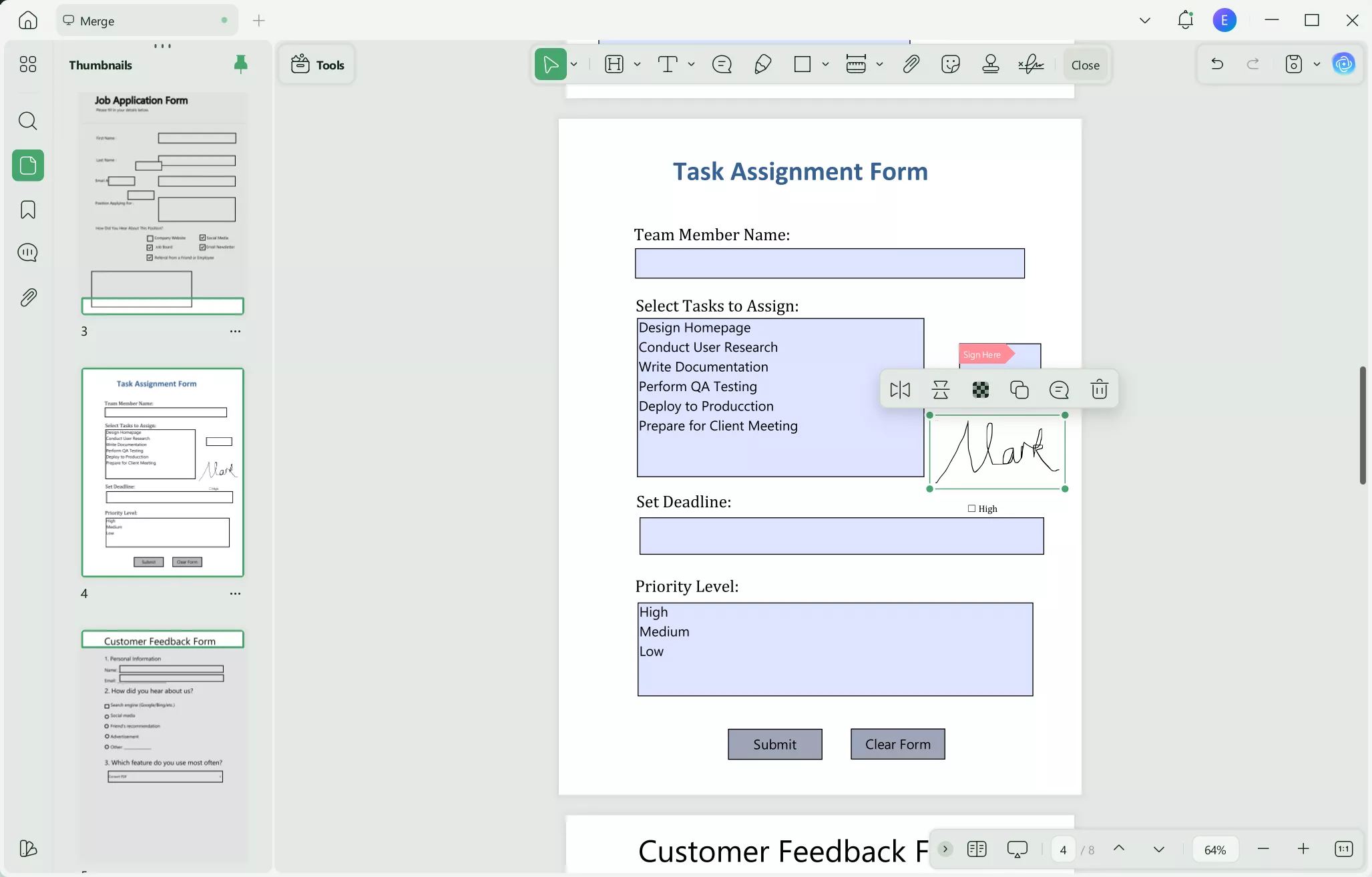 click image to upload signature updf windows
