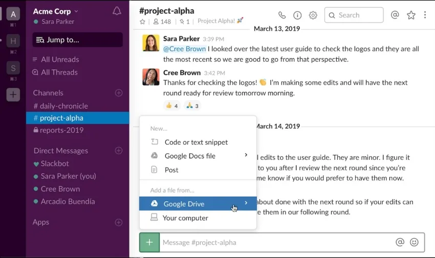 slack file sharing app