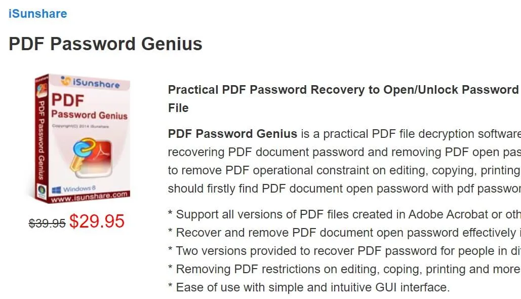 togliere password pdf: PDF Password Genius