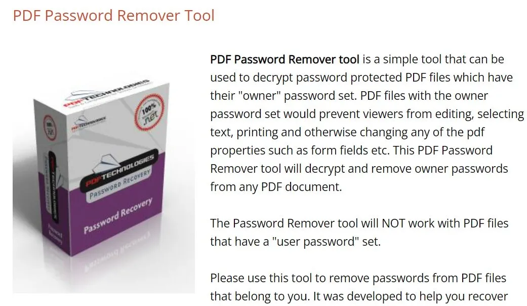 PDFファイルパスワード解除ツール