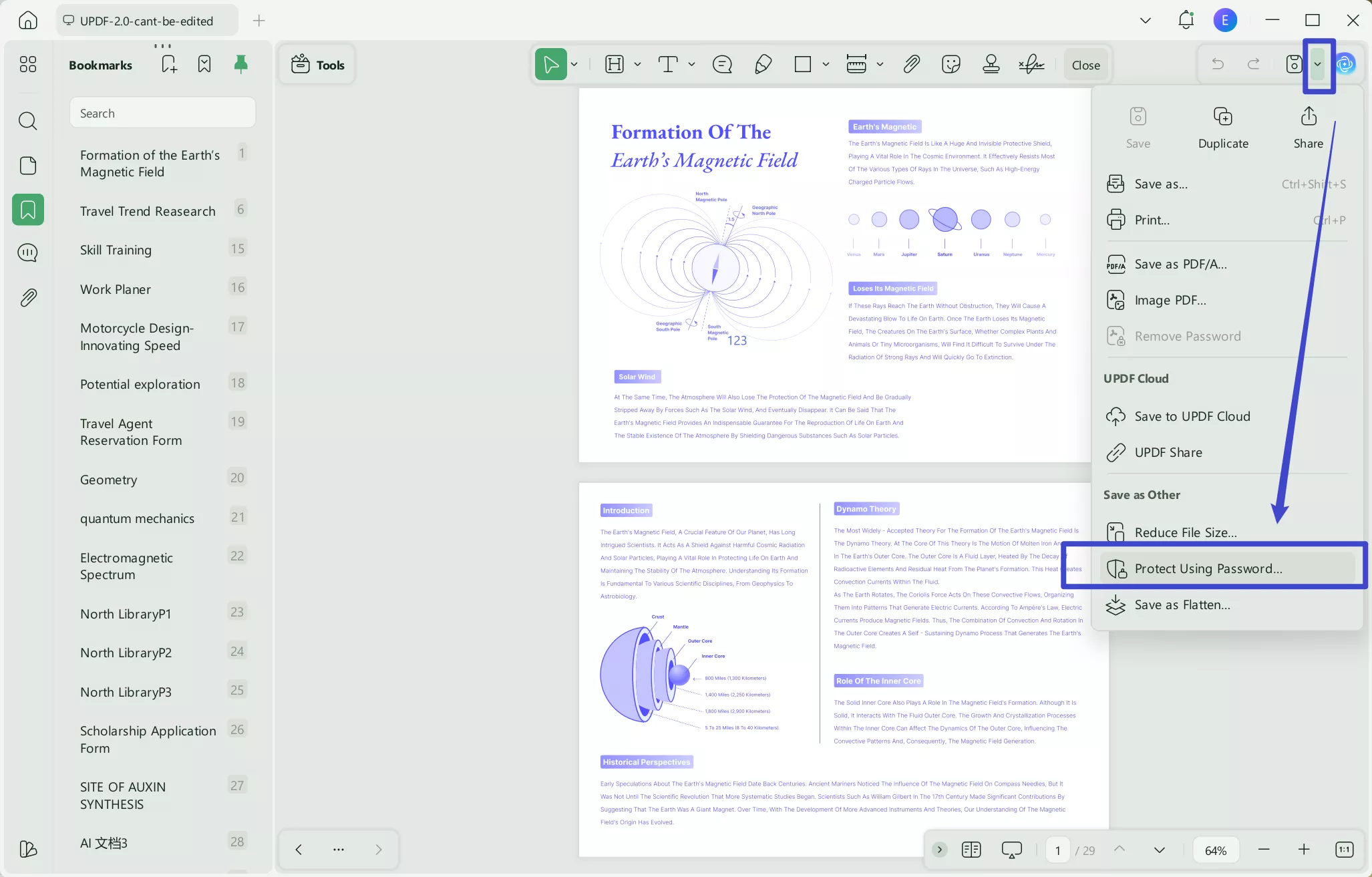 unlock pdf by clicking protect using password