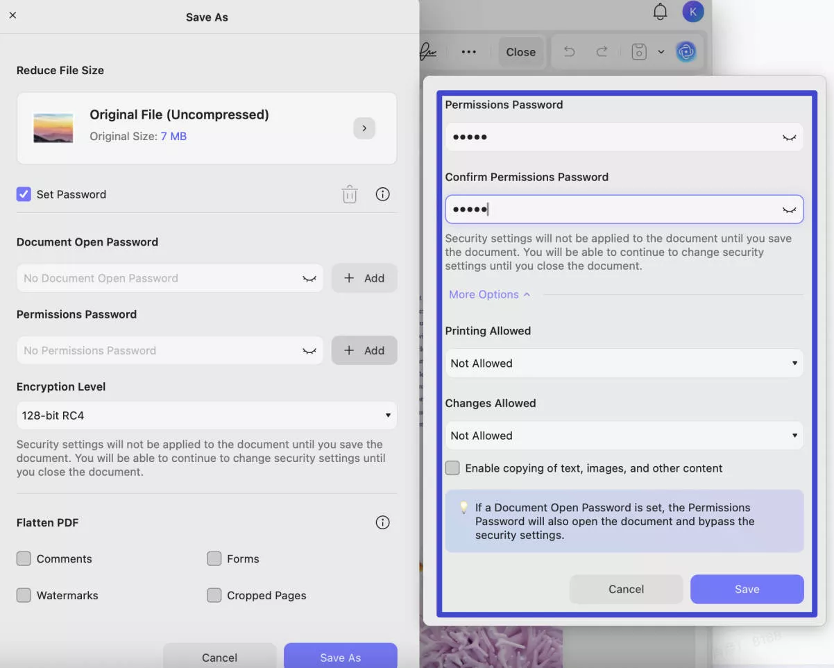 permission mac pdf password