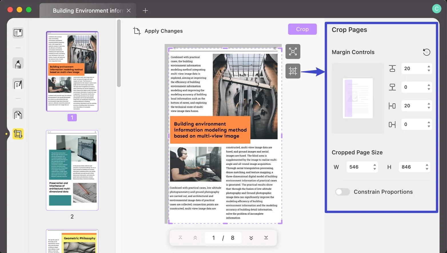 remover o número de página em pdf e definir as margens das páginas