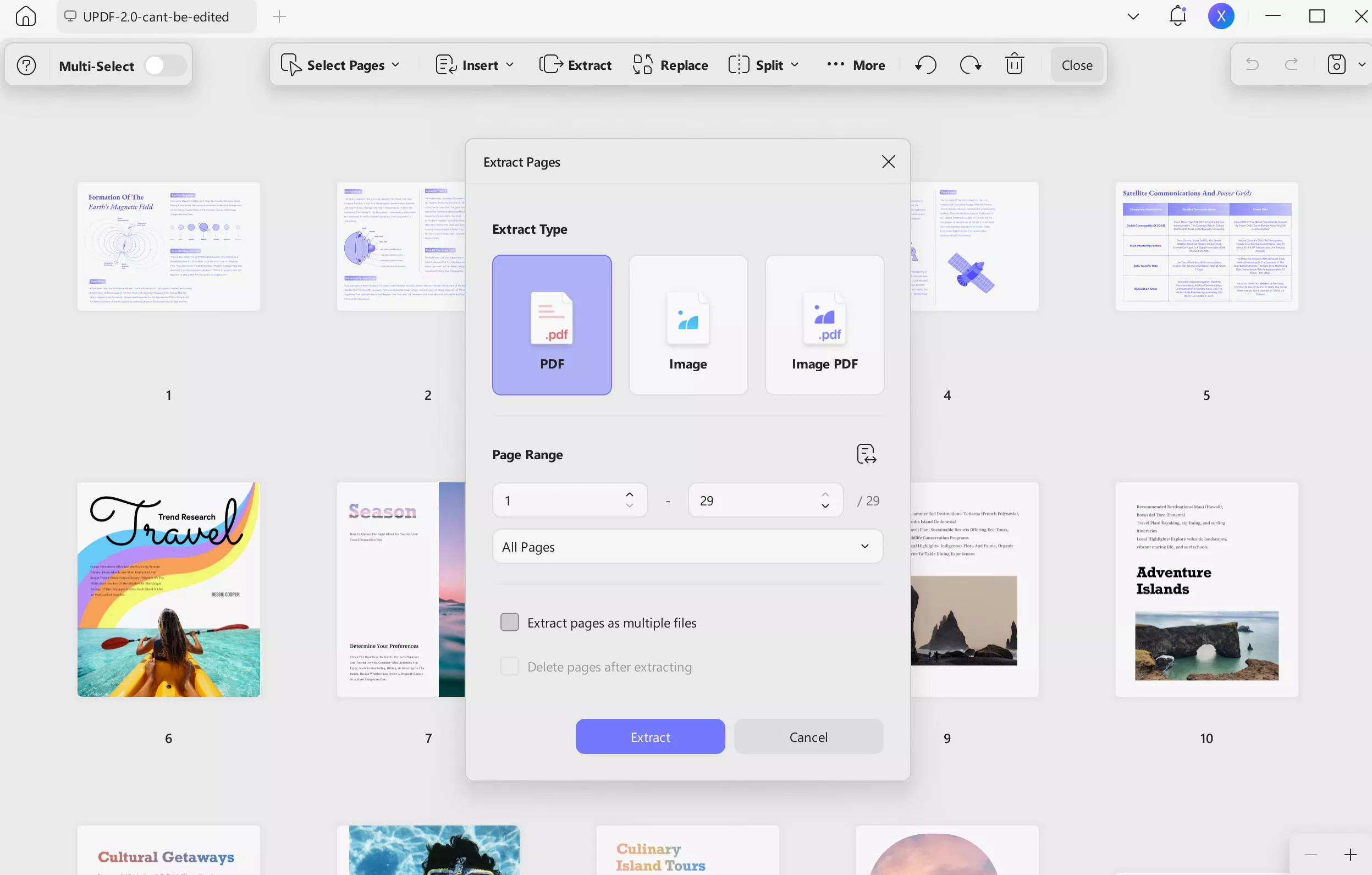 extract pages with updf