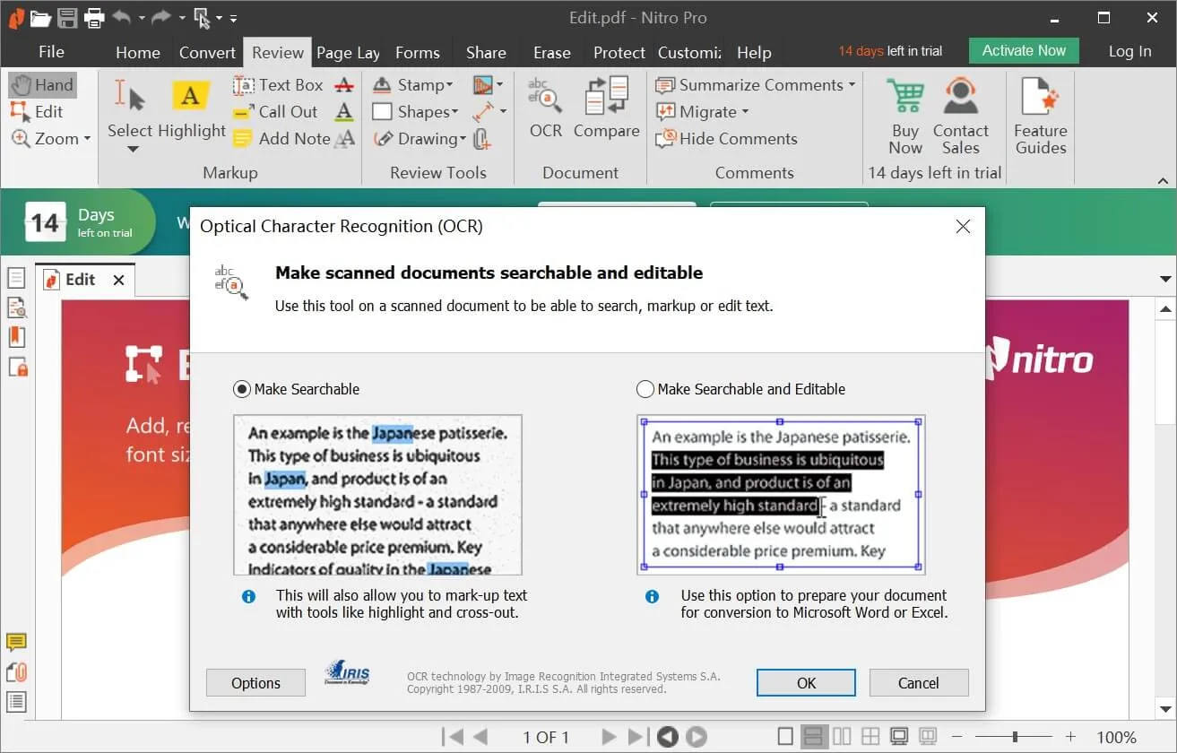 software de reconocimiento óptico de caracteres nitro