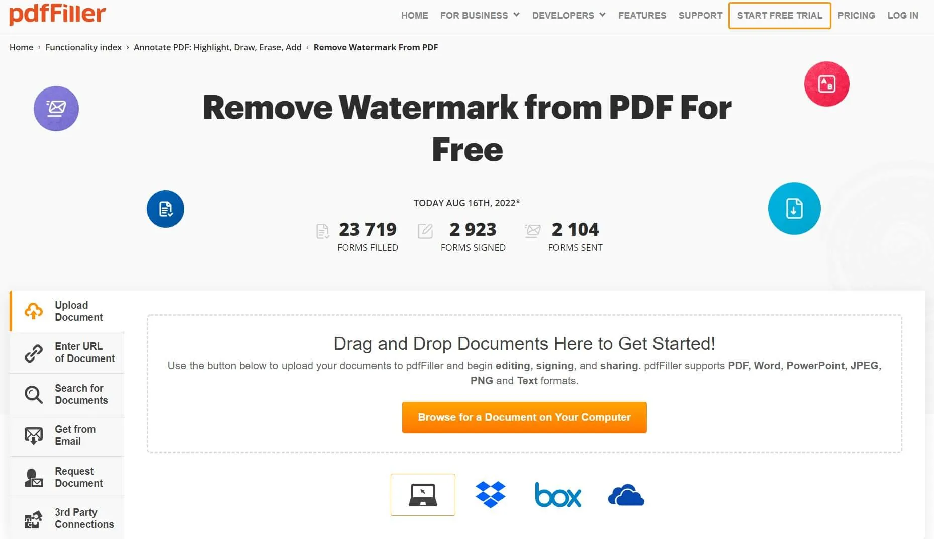 PDFfiller watermark remover