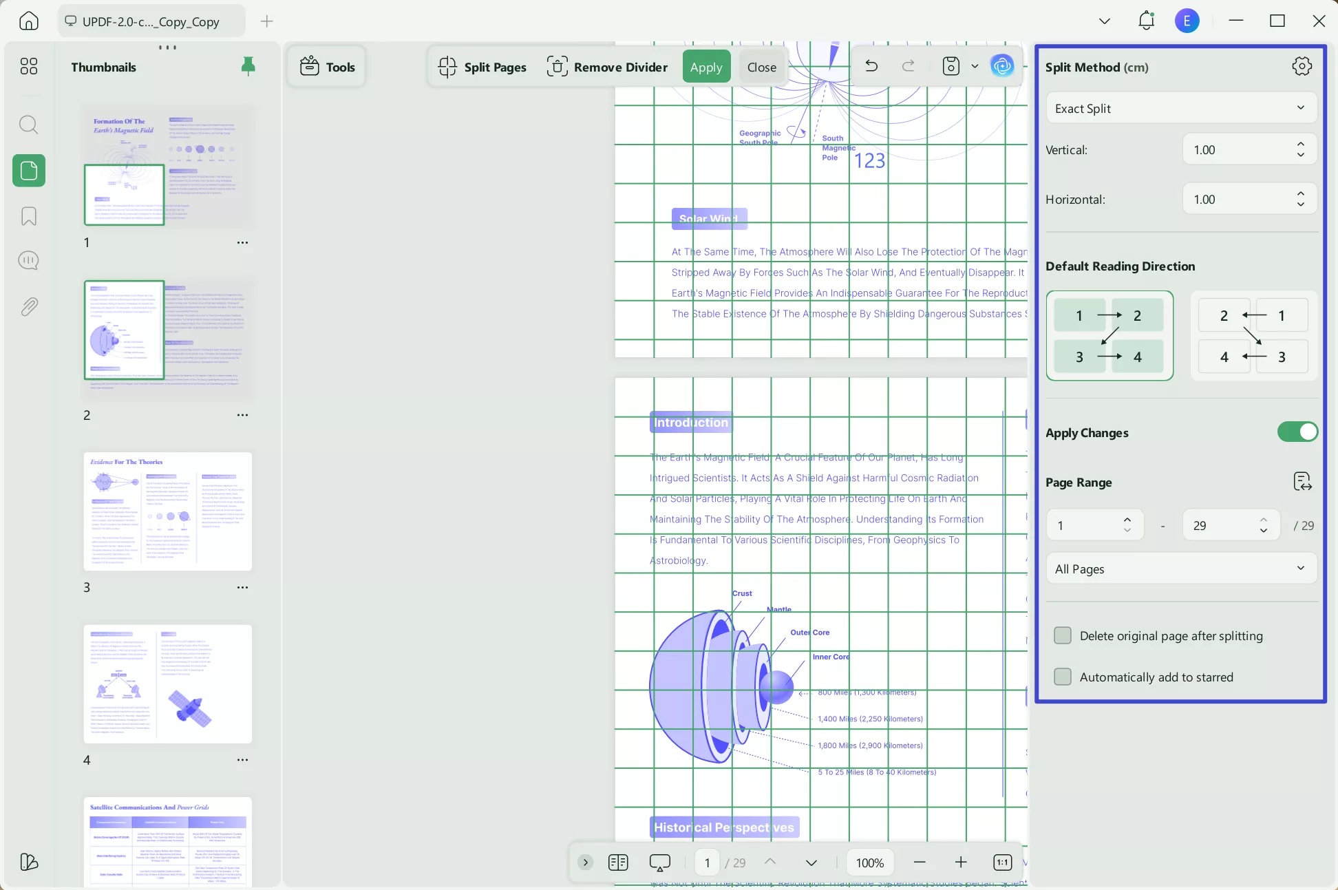 split by cropping updf