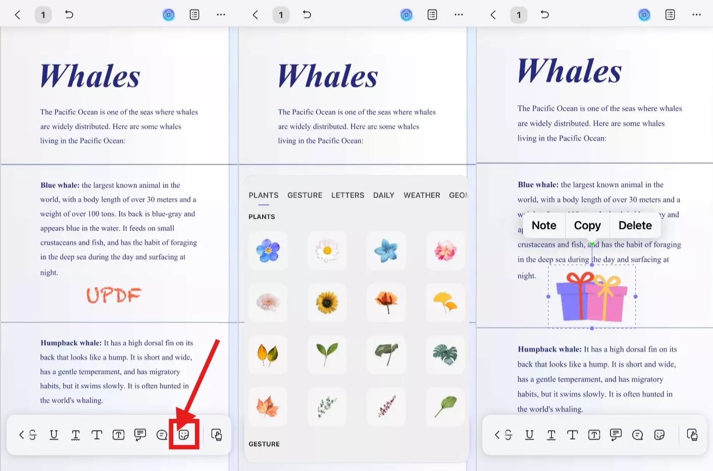 add sticker with updf mobile