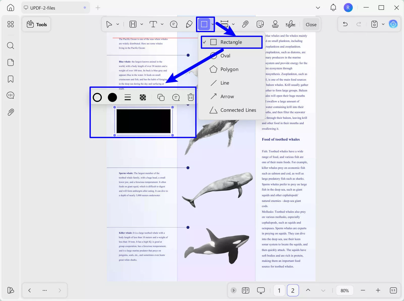 black out pdf with shape updf windows