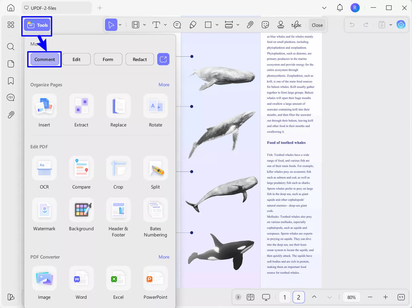 comment updf windows