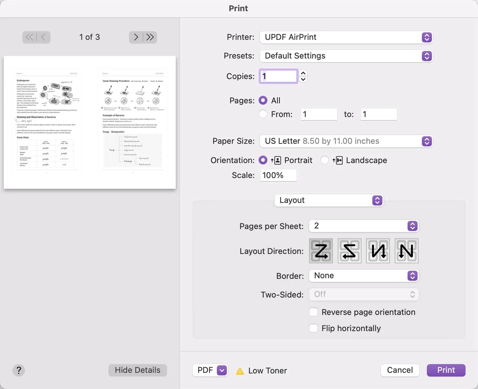 stampare opuscolo da PDF su mac