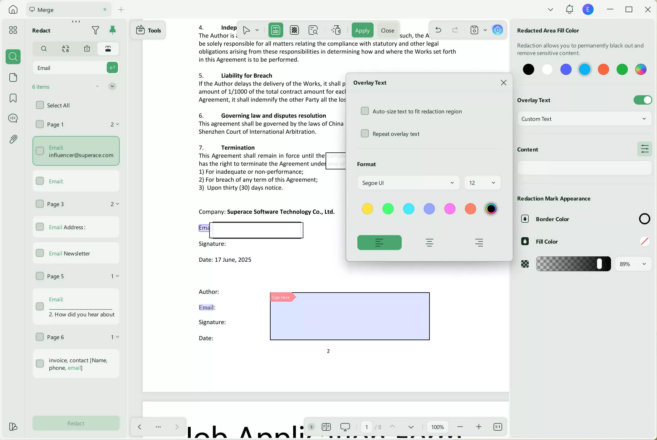 personalize redaction