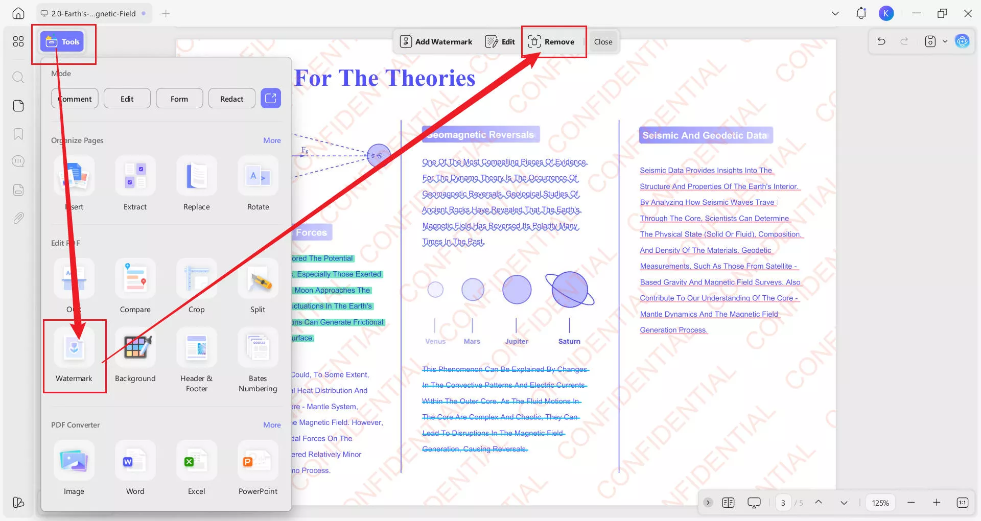 remove watermark on updf desktop