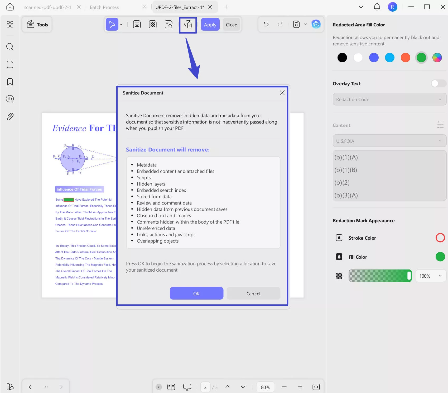 sanitize document updf windows