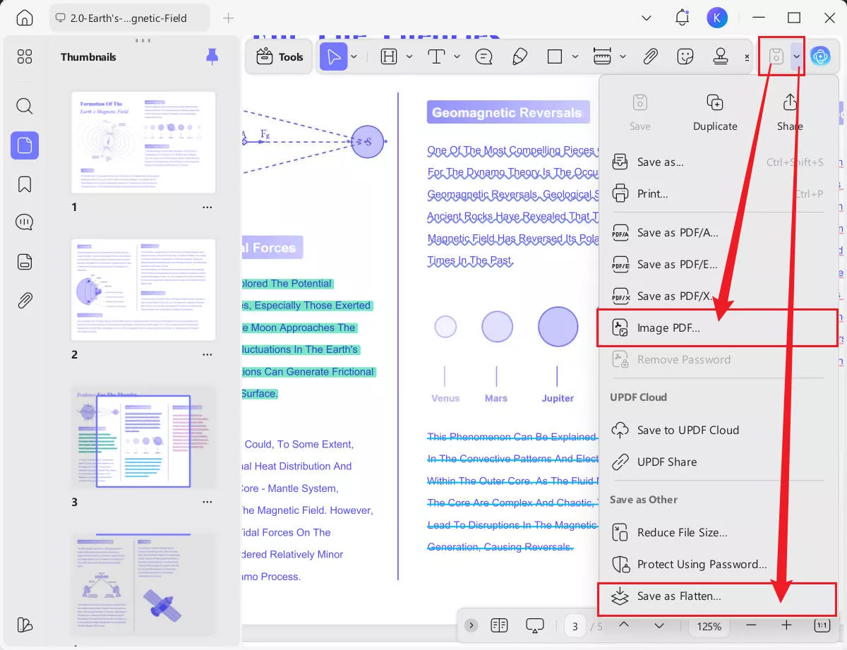 save as flatten or image pdf