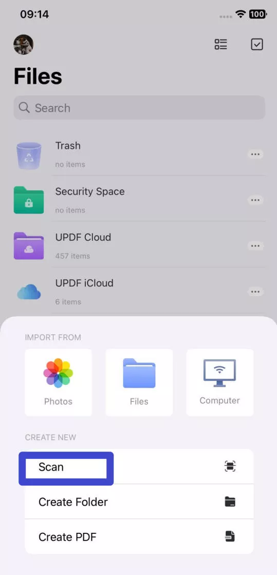 select scanned documents