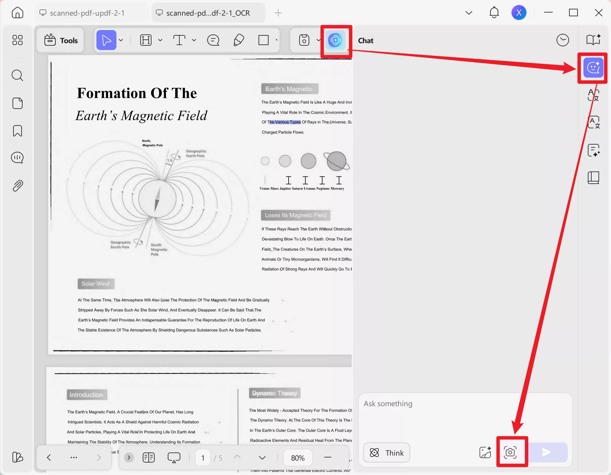 select the chat mode of updf ai on windows