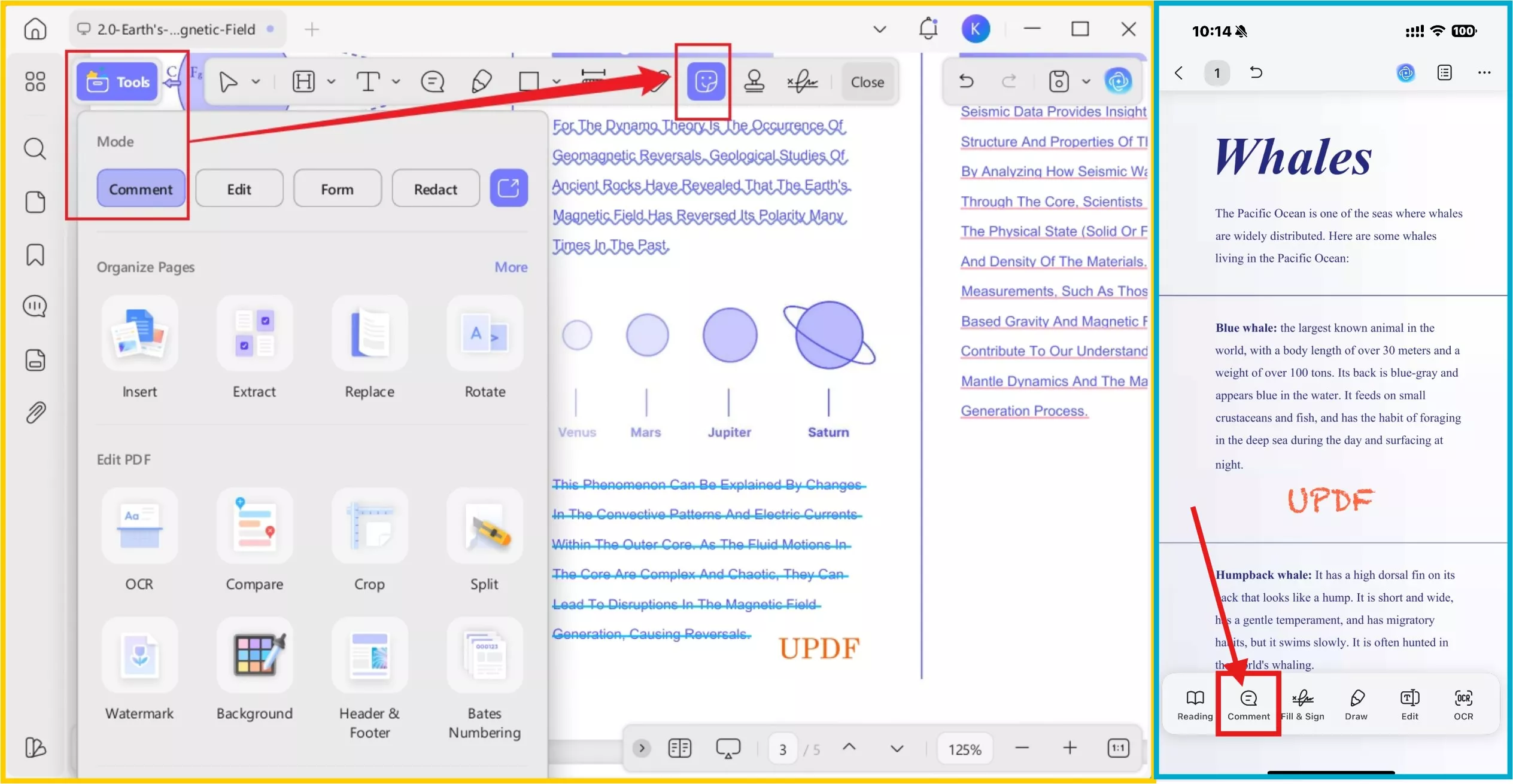 select comment on mobile and pc