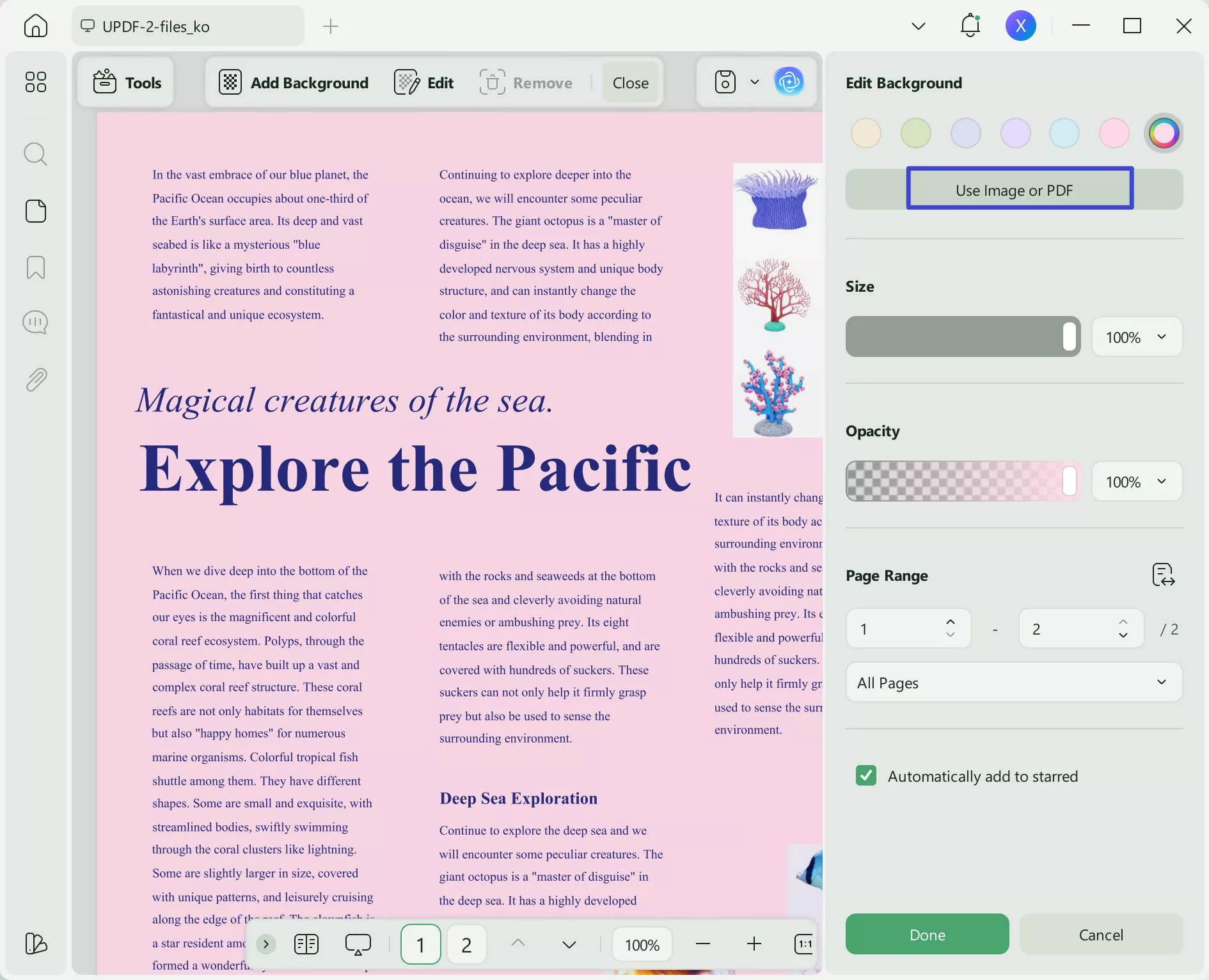 add PDF as background