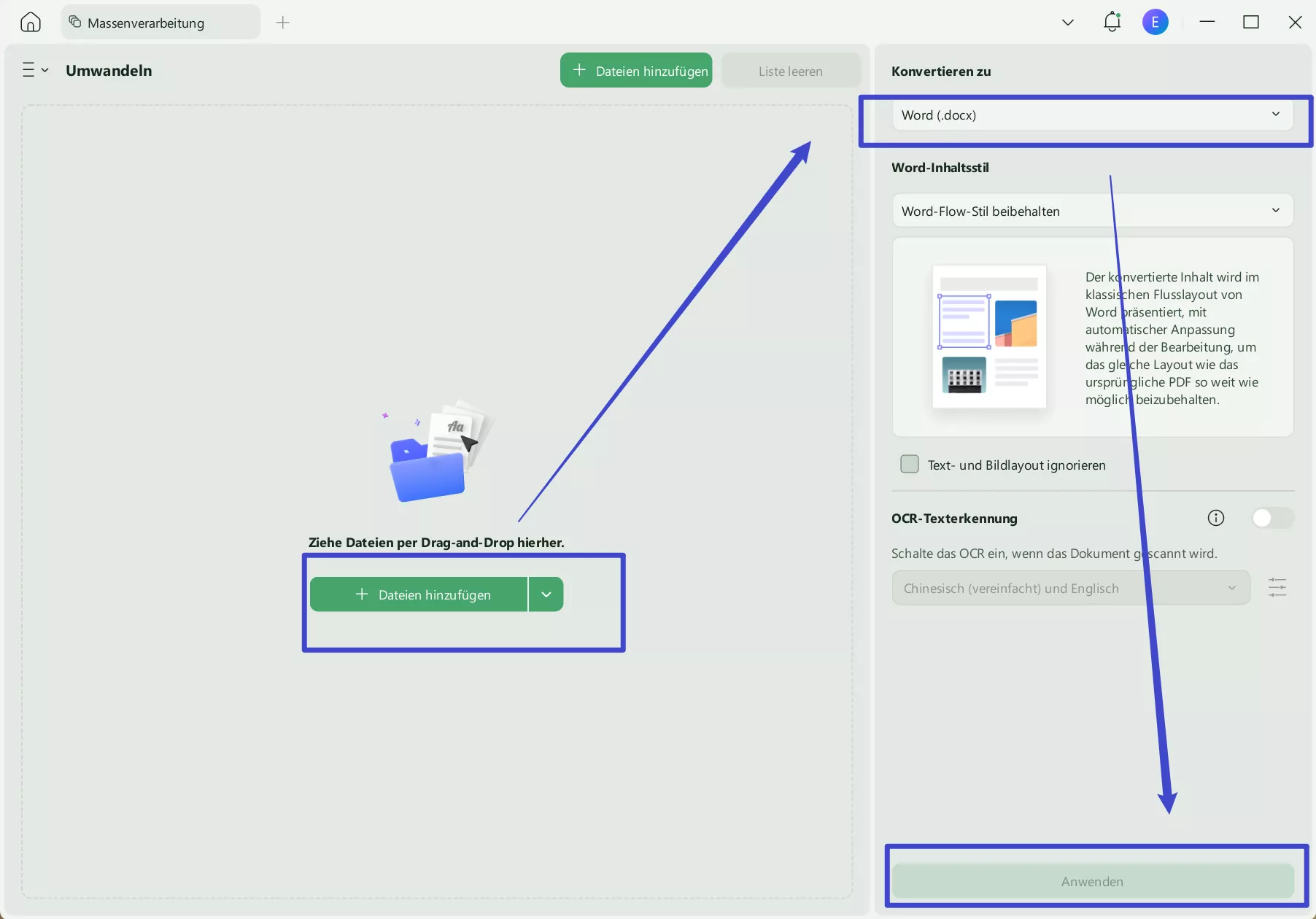 Konvertieren Sie mehrere PDFs in Word