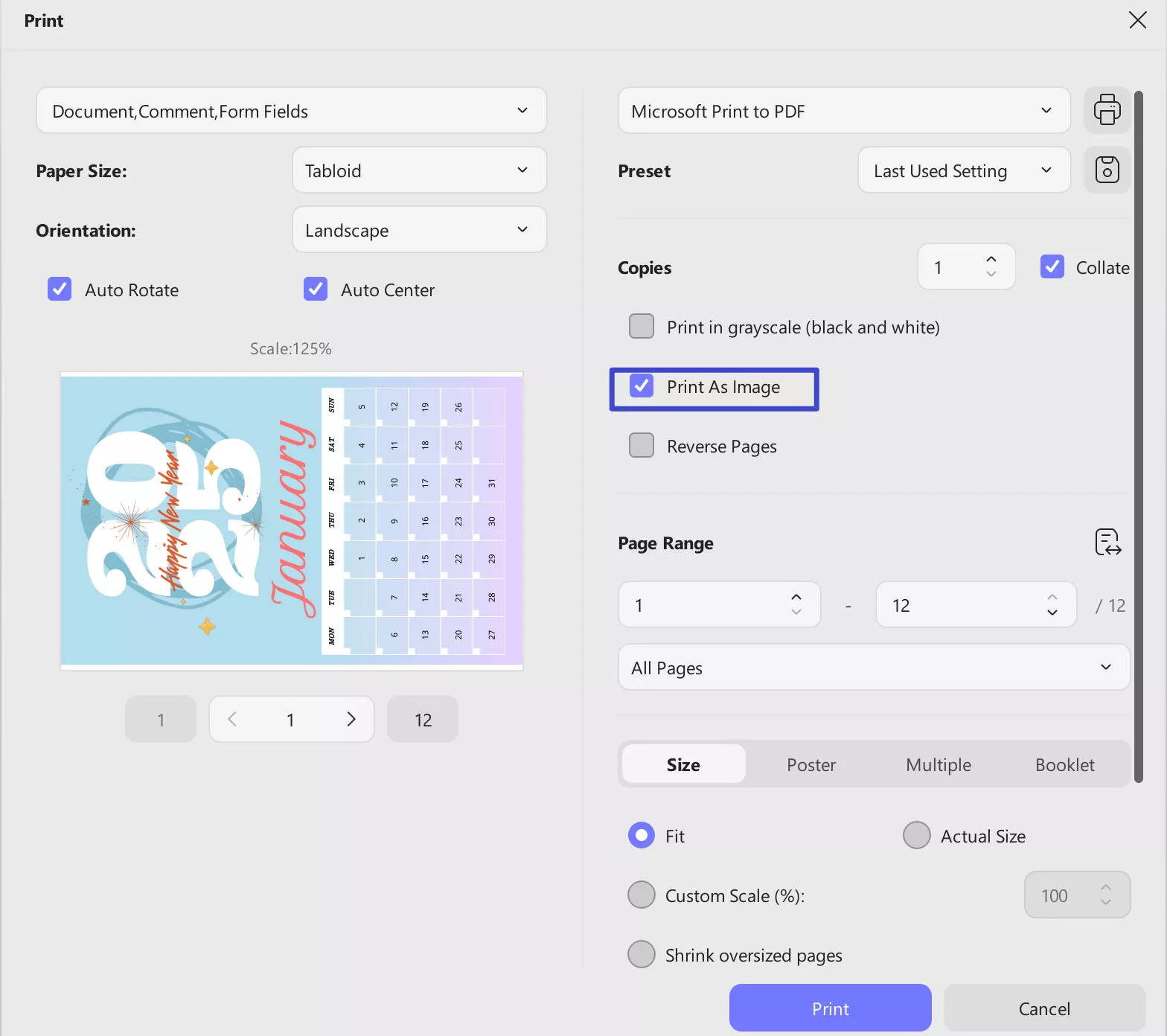 batch print as image