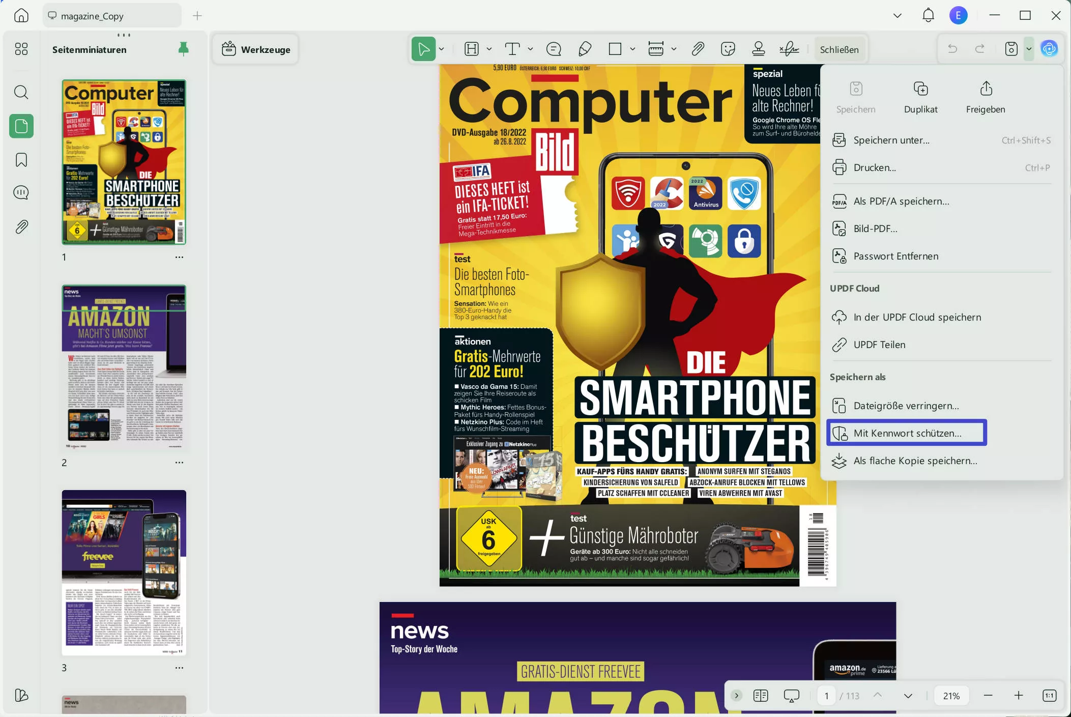 Mit Kennwort schützen