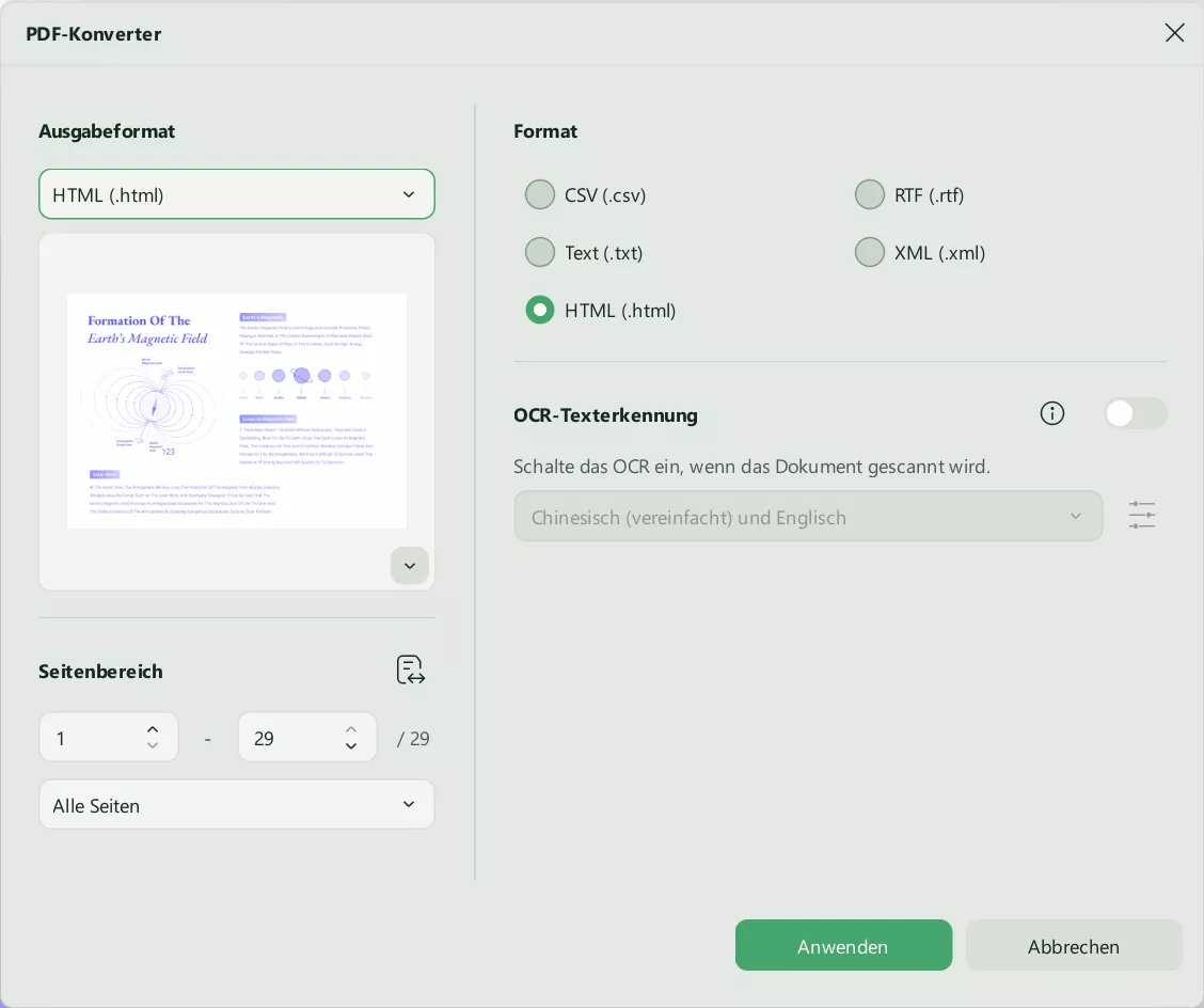 pdf in html umwandeln