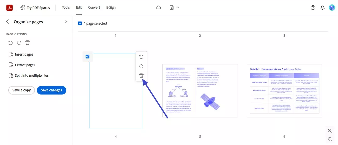 press the trash icon