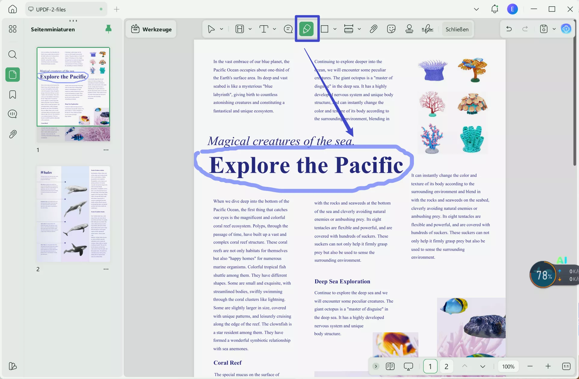 Verwenden des Bleistift-Tools zum Zeichnen in PDF-Dateien mit UPDF