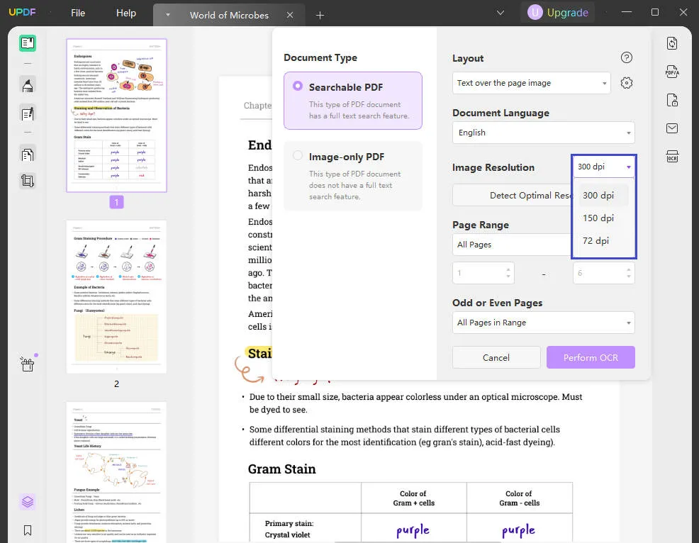 how to make a writable pdf to change image resolution