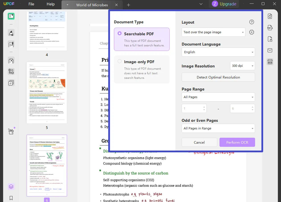 setting pdf to text ocr