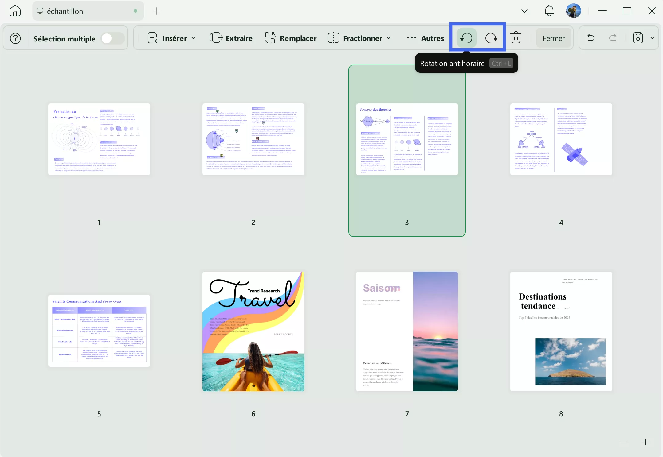 faire rotation antihoraire ou horaire