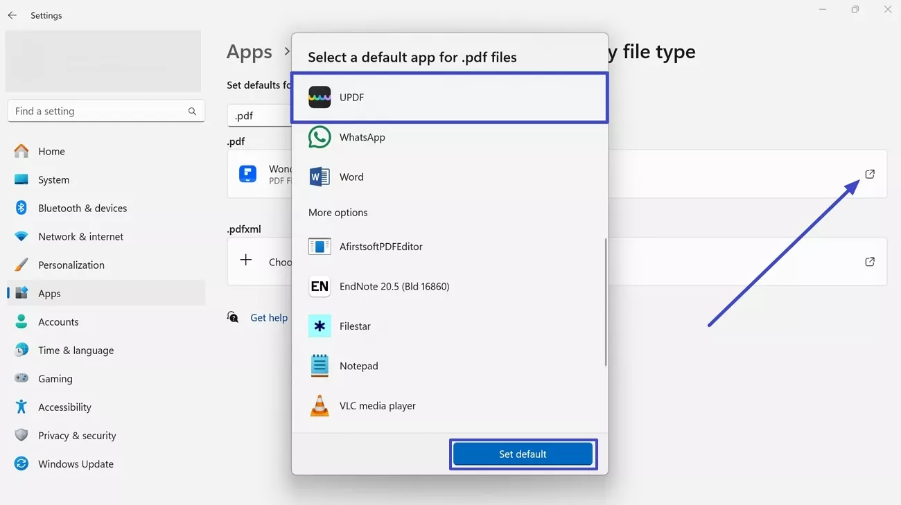 select updf as default app
