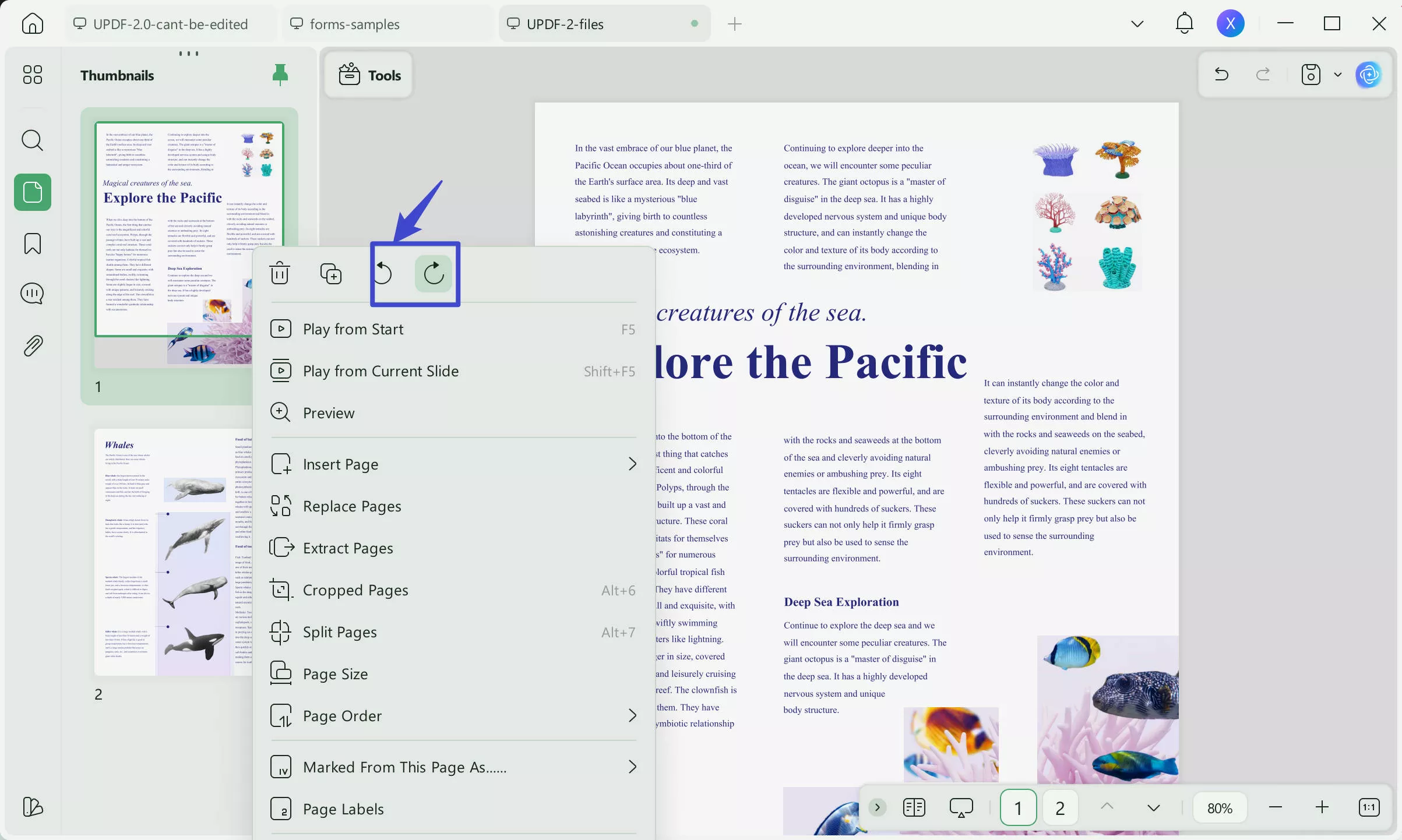 rotate image in pdf by right click